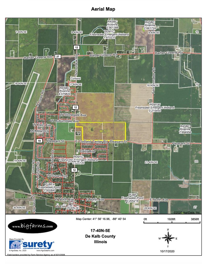 Property For Sale Cortland IL DeKalb County 88.9 Acre Parcel 2 Cortland ...